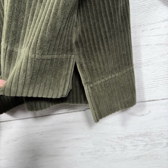 Aerie womens green ribbed velvet v neck hoodie size small comfort casual fall - Picture 4 of 8